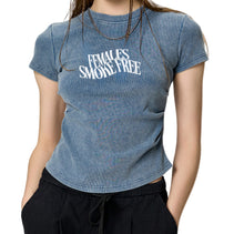 Load image into Gallery viewer, ‘WOMEN’S ‘’FOR HER’’ VINTAGE WASHED BODYCON TEE BLACK
